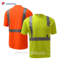 Hohes Sichtbarkeits-Orange / Gelb 100% Polyester Birdseye-kundenspezifisches Logo ANSI 107 reflektierendes Sicherheitst-shirt mit reflektierendem Band